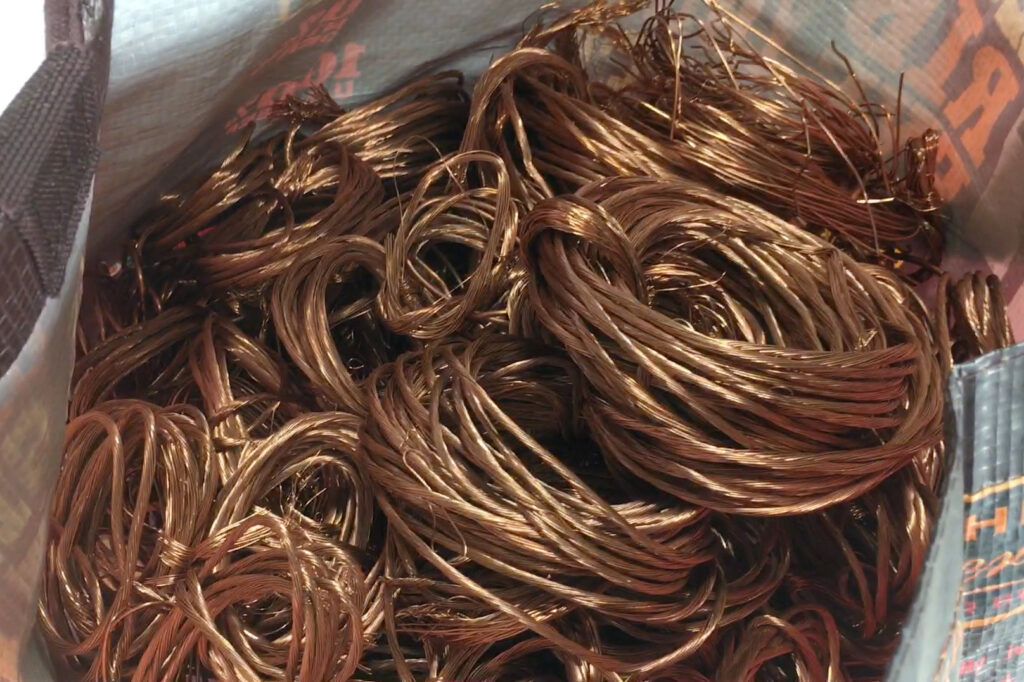 bright copper wire in bag